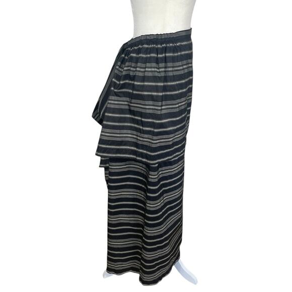 Krista Larson Silk Taffeta Striped Midi Skirt Ruffle OS Unique Art To Wear Artsy - Picture 3 of 12
